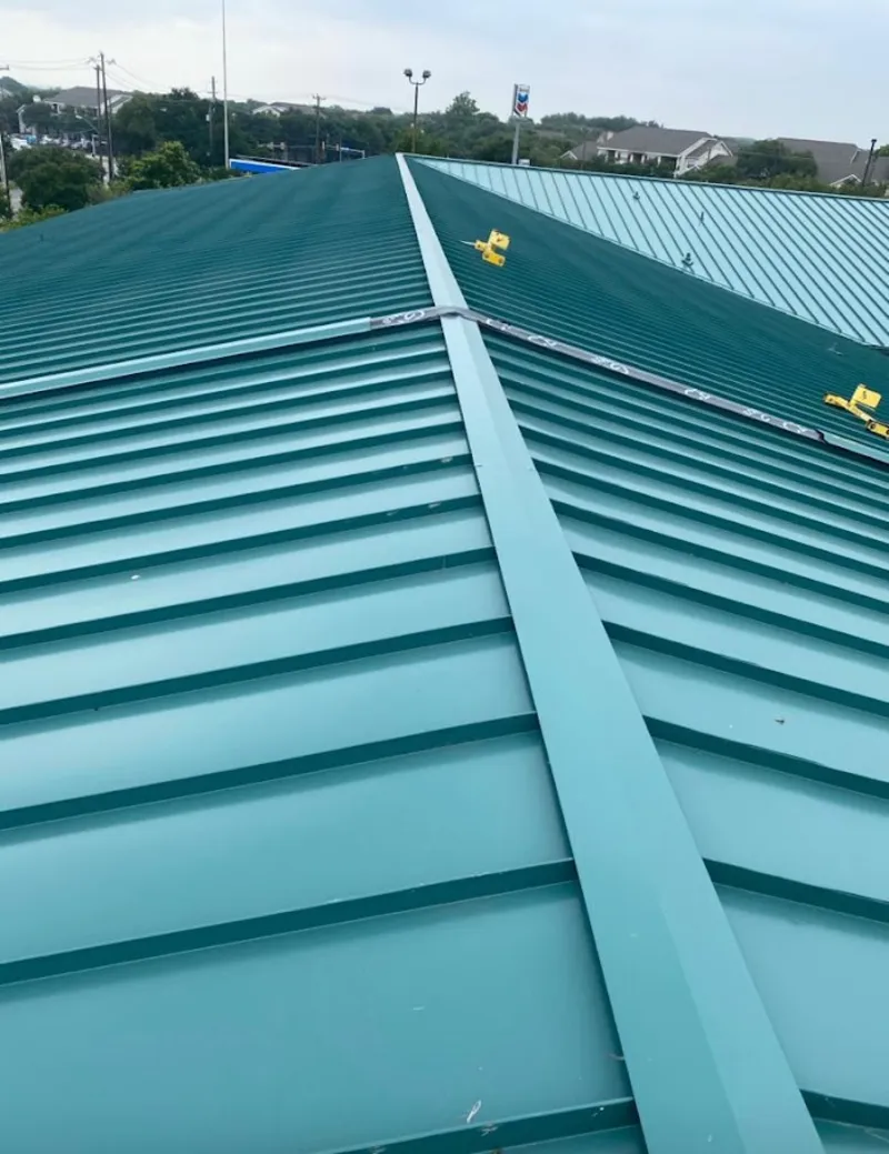 Green commercial metal roof ridge and valley for Metal Roof Repair in Dent